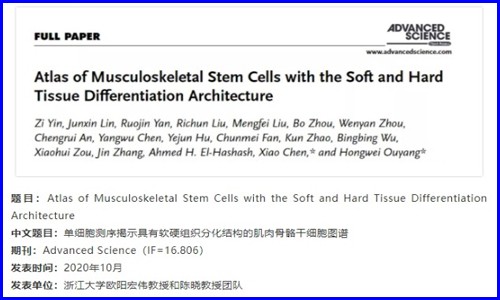 发育生物学 | 单细胞测序揭示肌肉骨骼干细胞分化图谱