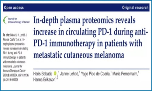 JITC- 联合全局和靶向蛋白组学揭示转移性皮肤黑色素瘤患者血浆蛋白与抗 PD- 1 免疫治疗之间的新关联