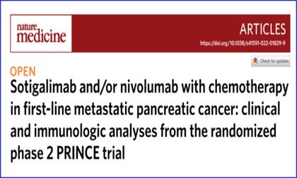 文献分享 |Olink 新文 IF>50，PRINCE 二期实验发现联合免疫治疗联合化疗能使胰腺癌生存率提高 65%