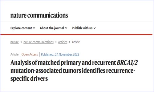 多组学测序 | BRCA1/ 2 基因突变揭示肿瘤复发的潜在驱动因素。