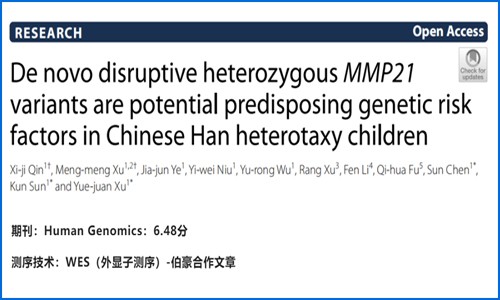 项目文章 |MMP21 基因杂合子变异与中国汉族儿童可遗传内脏异位综合征相关