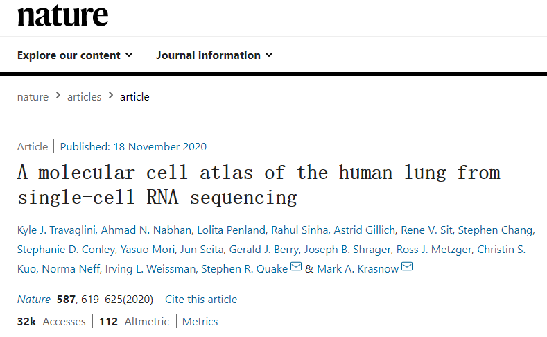 人类肺单细胞 RNA 测序的分子细胞图谱