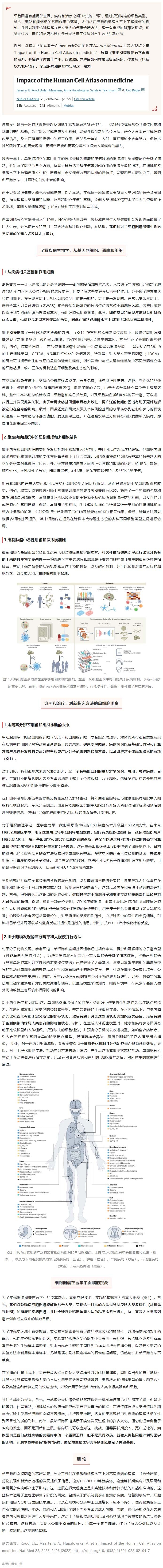 2023-02-06--Nature-Medicine 观点文章 -_- 人类细胞图谱对医学的影响