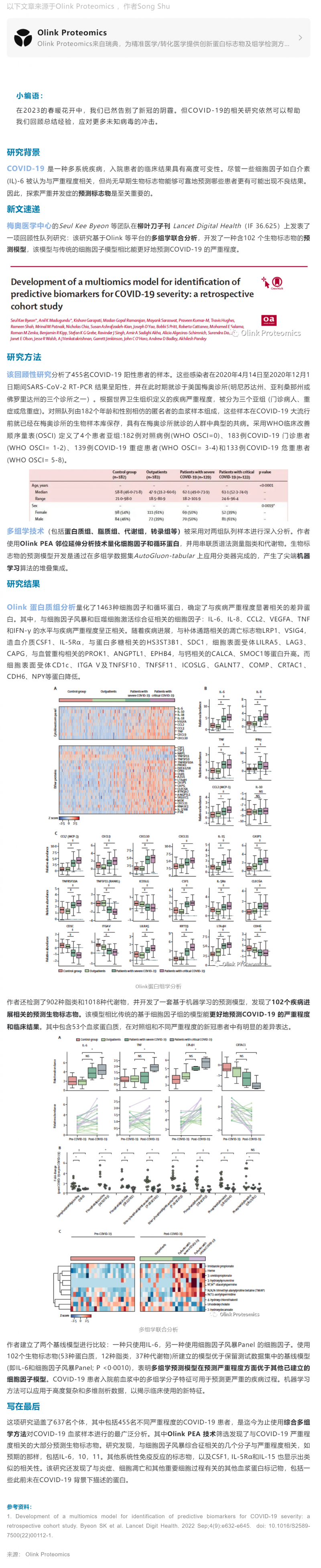 2023-04-07 柳叶刀子刊 | 回顾性队列多组学研究对 COVID-19 严重程度预测模型的开发