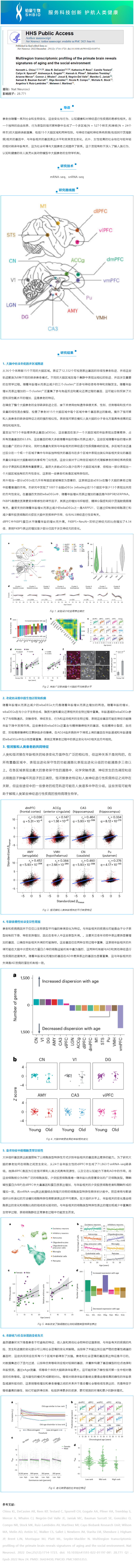 06-15 文献解读 _ 灵长类动物大脑的多区域转录组分析揭示了衰老和社会环境的特征