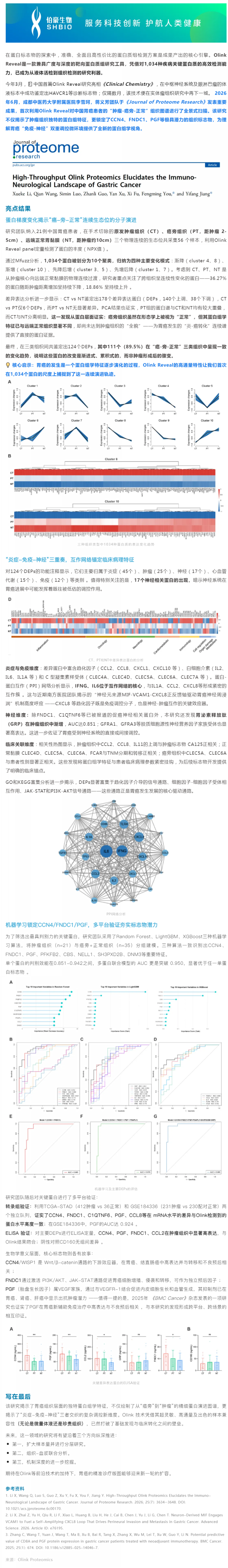 Olink Reveal 中国首篇组织研究，直击胃癌“炎 - 免 - 神”互作网络，锁定三大标志物